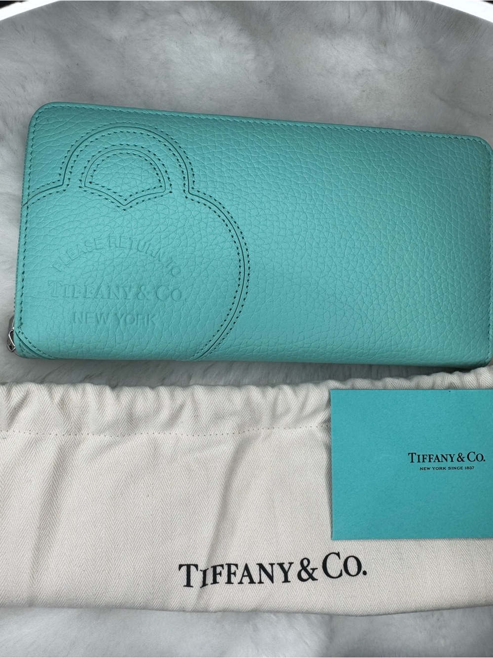 Tiffany & Co. Blue Leather Zip Wallet